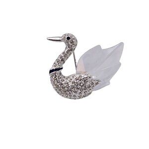 Swarovski Silver Tone Clear Crystal Whimsigoth Elegant Statement Chic VTG Pin